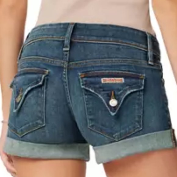 Hudson Ruby Mid-Thigh Cuffed Button Flap Pocket Denim Jean Shorts 25 - Picture 8 of 14